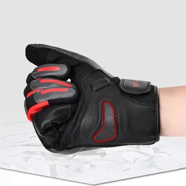 Leather Cycling Gloves Touchscreen Full Finger Anti-Fall