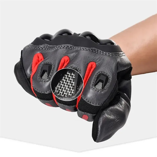 Leather Cycling Gloves Touchscreen Full Finger Anti-Fall