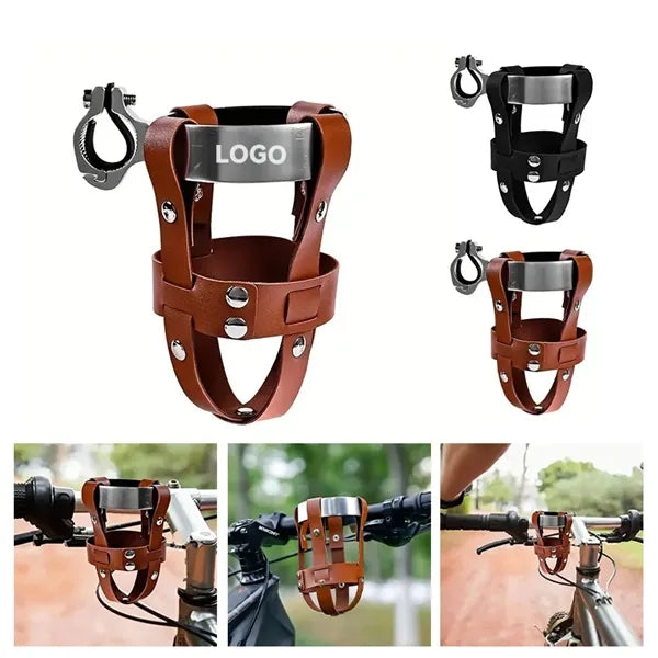 Leather Bike Bottle Cage Adjustable Universal Cup Holder