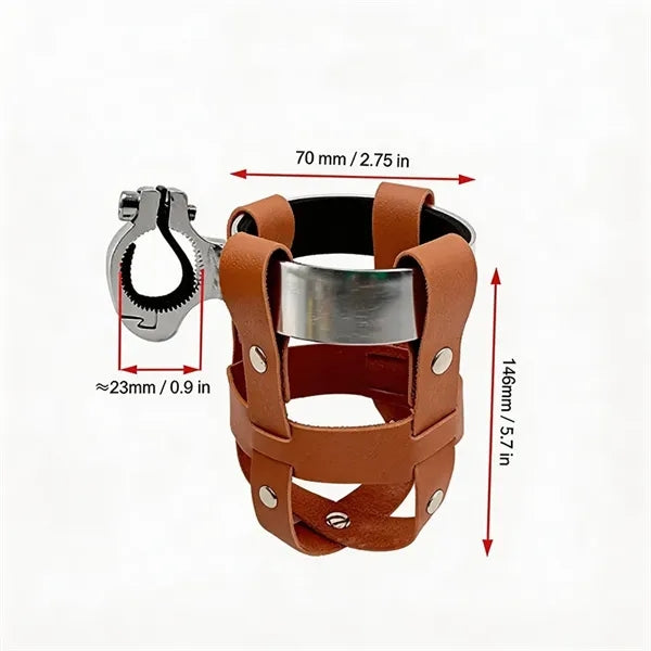 Leather Bike Bottle Cage Adjustable Universal Cup Holder