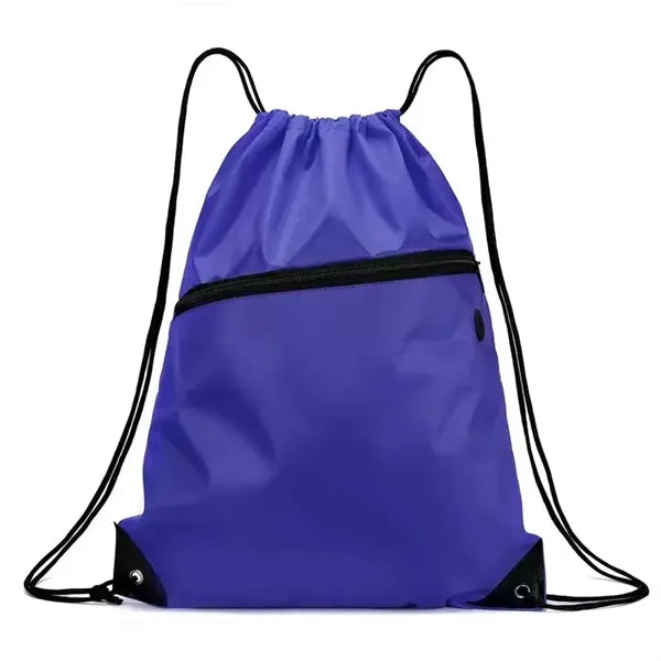 Drawstring Backpack With Zipper Pocket