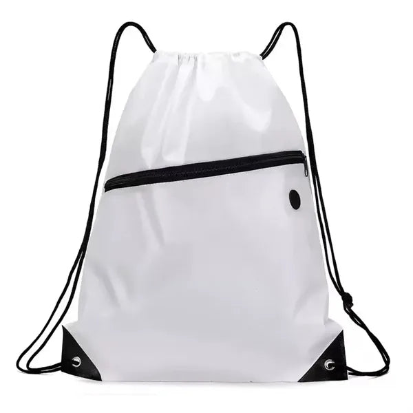 Drawstring Backpack With Zipper Pocket