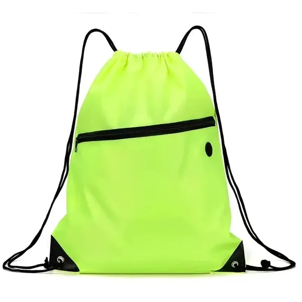 Drawstring Backpack With Zipper Pocket