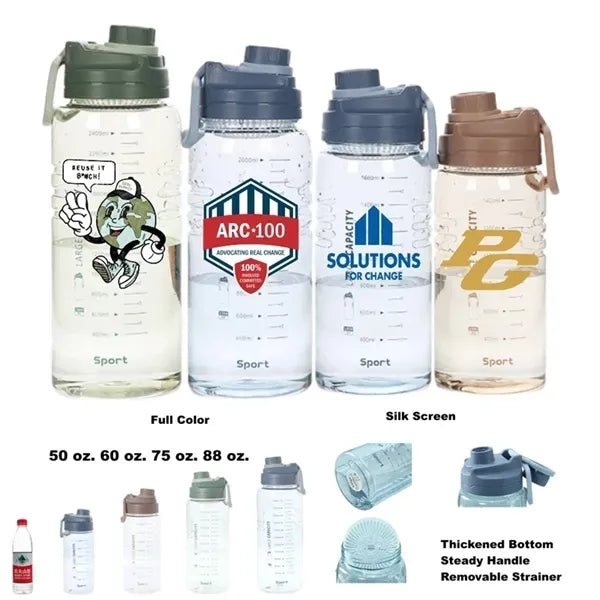 60/75 oz Large Gallon Plastic Water Bottle with Chug Lid