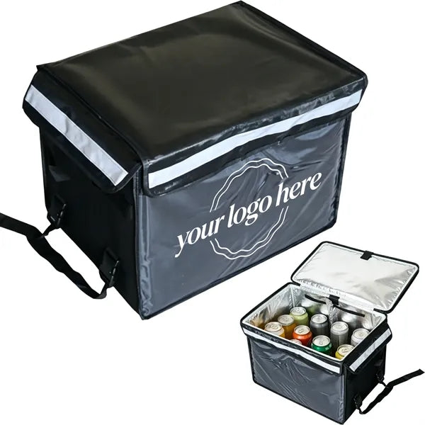 Collapsible Insulated Cooler Box Foldable Hard Striped Bin