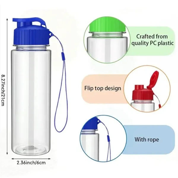 17oz Plastic Water Flip Top Bottles with Handle Strap