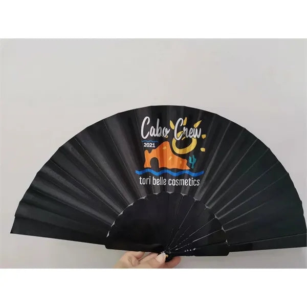 Printed Plastic Rib Cloth Folding Hand Fan