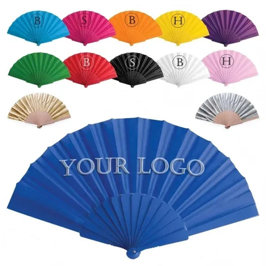Printed Plastic Rib Cloth Folding Hand Fan