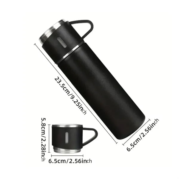 Stainless Steel Thermos Bottle Set with 3 Cups