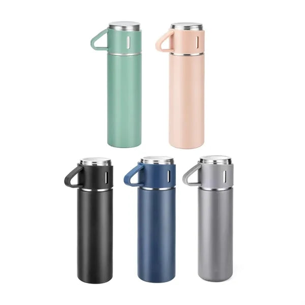 Stainless Steel Thermos Bottle Set with 3 Cups