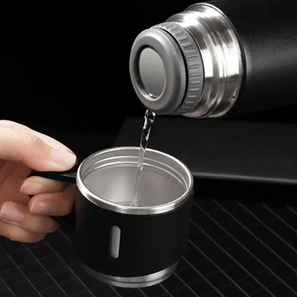 Stainless Steel Thermos Bottle Set with 3 Cups
