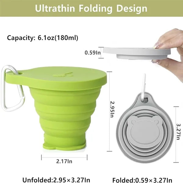 Collapsible Silicone Travel Mug With Leak Proof Lid