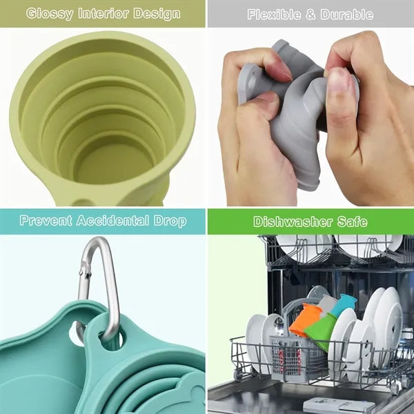 Collapsible Silicone Travel Mug With Leak Proof Lid