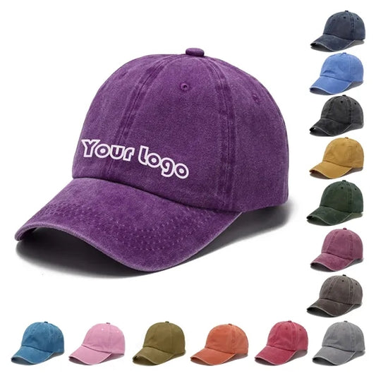 Washed Cotton 6 Panel Peaked Caps