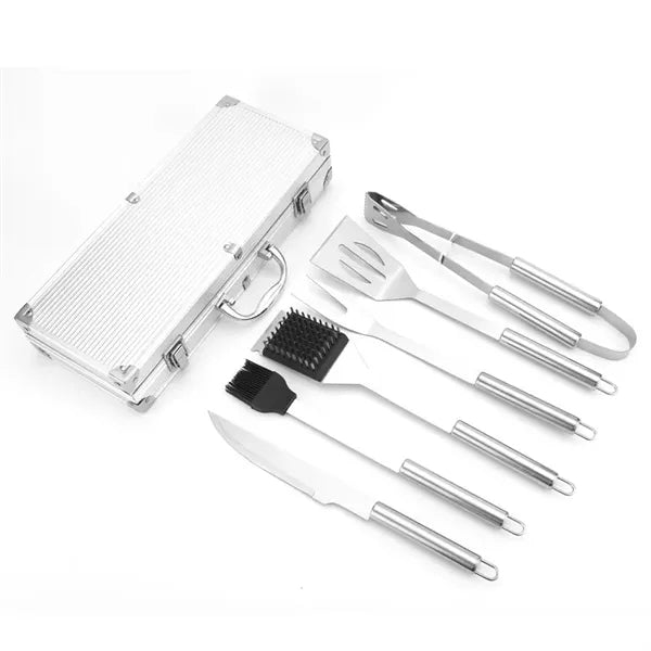 6-Piece Stainless Steel BBQ Tool Set with Case
