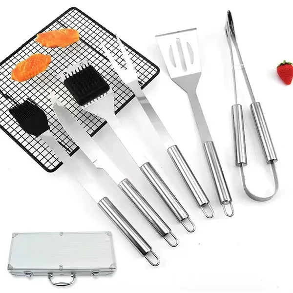6-Piece Stainless Steel BBQ Tool Set with Case