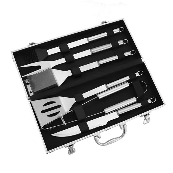 6-Piece Stainless Steel BBQ Tool Set with Case