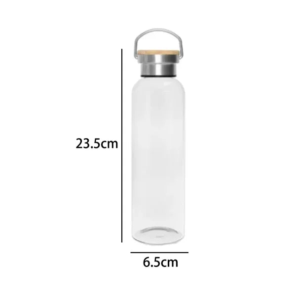 20 oz. Glass Water Bottle with Bamboo Lid and Handle