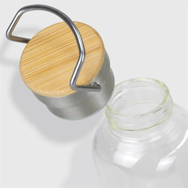 20 oz. Glass Water Bottle with Bamboo Lid and Handle