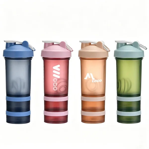 17 Oz Protein Shaker Bottle 3 Layer Mixer Cup Leakproof