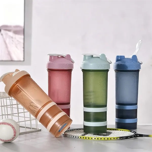 17 Oz Protein Shaker Bottle 3 Layer Mixer Cup Leakproof