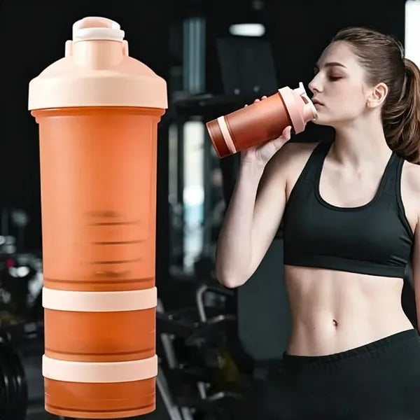 17 Oz Protein Shaker Bottle 3 Layer Mixer Cup Leakproof