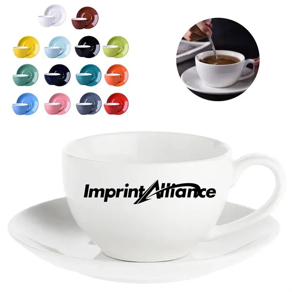 10 oz. Ceramic Cup and Saucer Set for Coffee & Tea