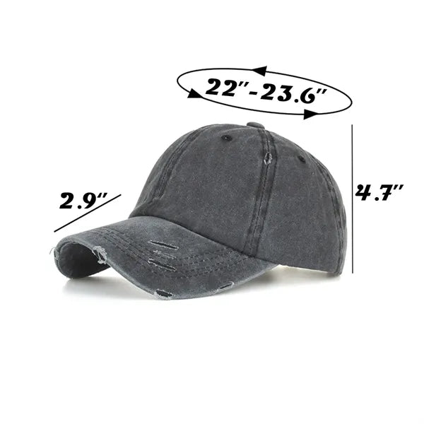 Washed Cotton Baseball Caps W/ Holes