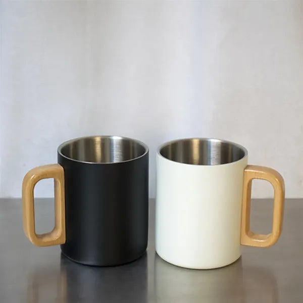 12 oz. Stainless Steel Mug with Bamboo Handle & Lid