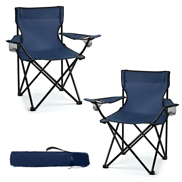Portable Folding Camping Chair With Cup Holder & Armrests