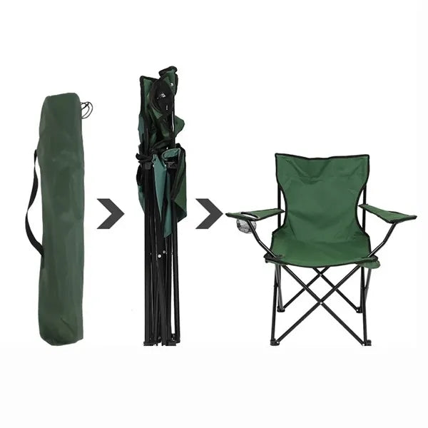 Portable Folding Camping Chair With Cup Holder & Armrests