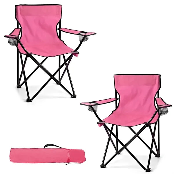 Portable Folding Camping Chair With Cup Holder & Armrests