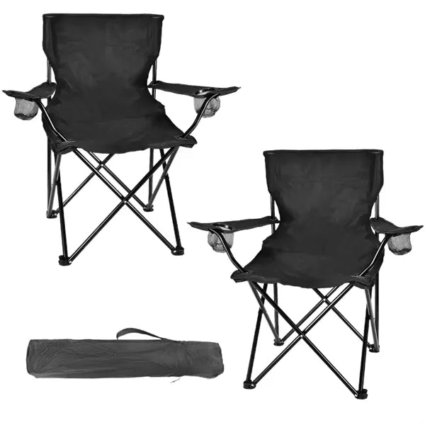 Portable Folding Camping Chair With Cup Holder & Armrests