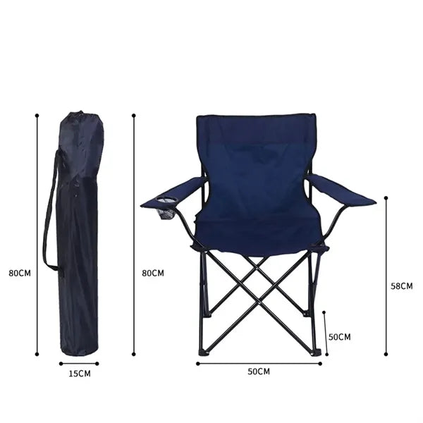 Portable Folding Camping Chair With Cup Holder & Armrests