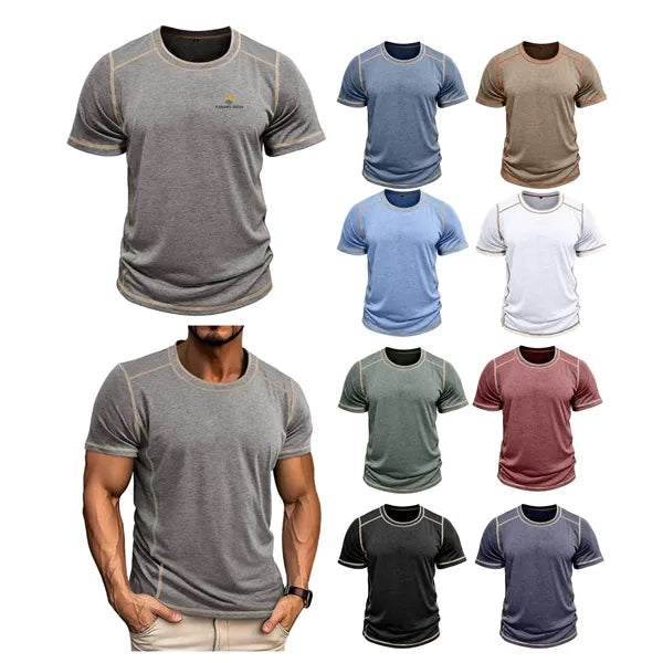 Men's Splicing Short-Sleeve , Crew Neck T-Shirt