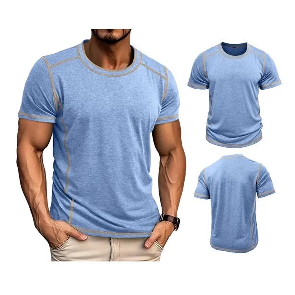 Men's Splicing Short-Sleeve , Crew Neck T-Shirt