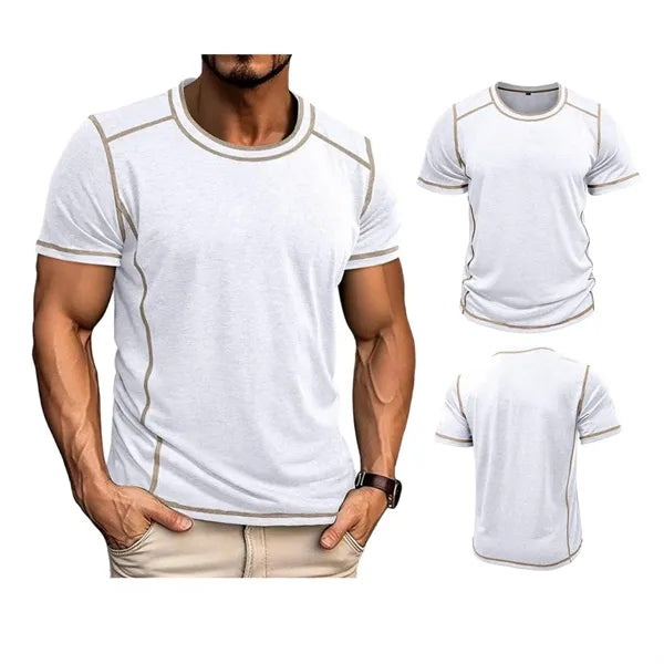Men's Splicing Short-Sleeve , Crew Neck T-Shirt