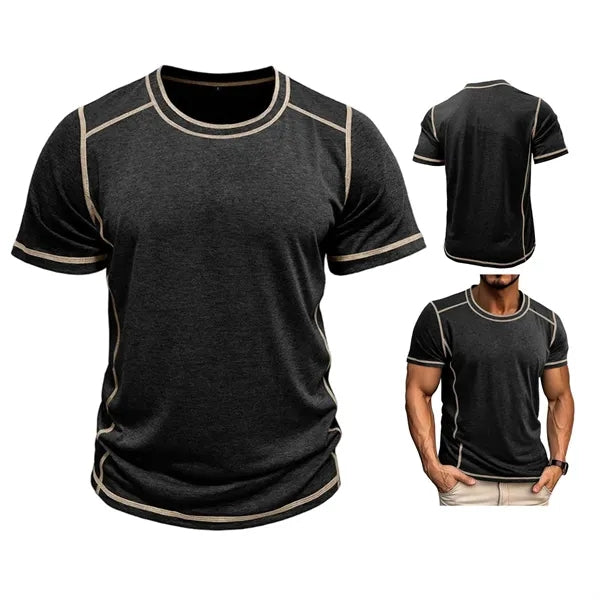 Men's Splicing Short-Sleeve , Crew Neck T-Shirt