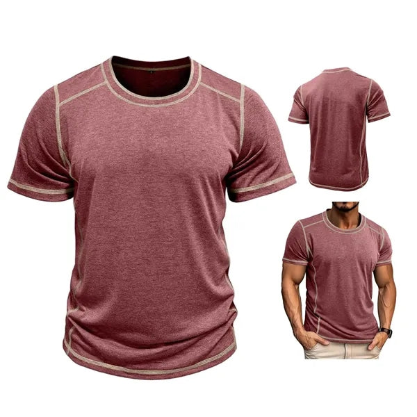 Men's Splicing Short-Sleeve , Crew Neck T-Shirt
