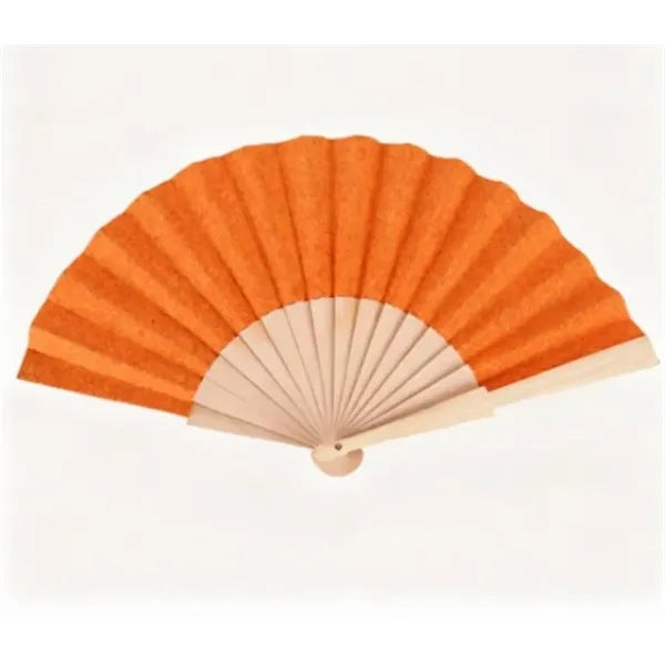 9'' Eco-Friendly Folding Manual Wood Hand Fan With Cork Fab
