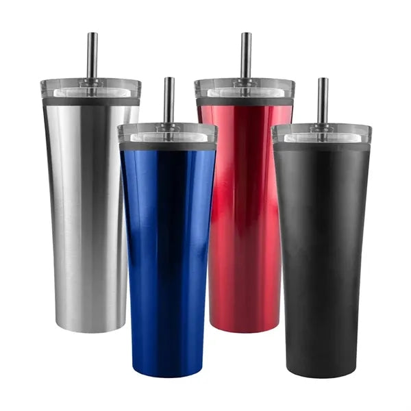 12 oz. Stainless Steel Tumbler with Straw & Flip Lid