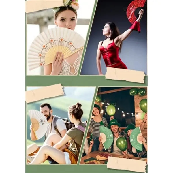 9'' Eco-Friendly Folding Manual Wood Hand Fan With Cork Fab
