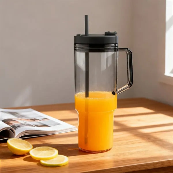 45 oz. Large Plastic Tumbler with Handle & Straw