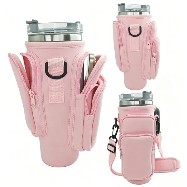 Neoprene Water Bottle Pouch for 40oz Tumbler w/ 3 Pockets