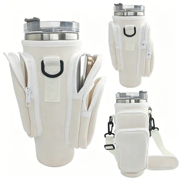 Neoprene Water Bottle Pouch for 40oz Tumbler w/ 3 Pockets