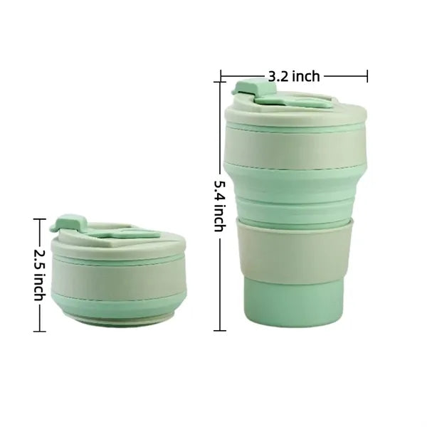 12Oz Collapsible Silicone Travel Mugs with Plastic Lids