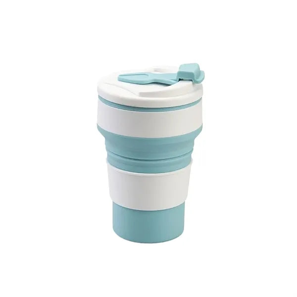 12Oz Collapsible Silicone Travel Mugs with Plastic Lids
