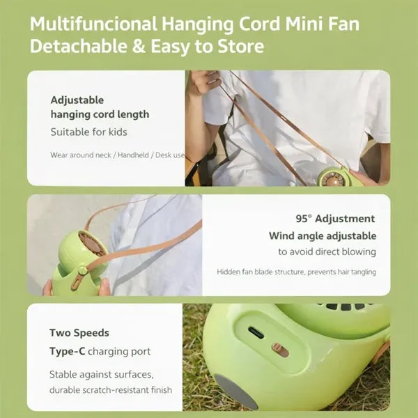 Wearable Neck Fan USB Rechargeable Portable Cooler