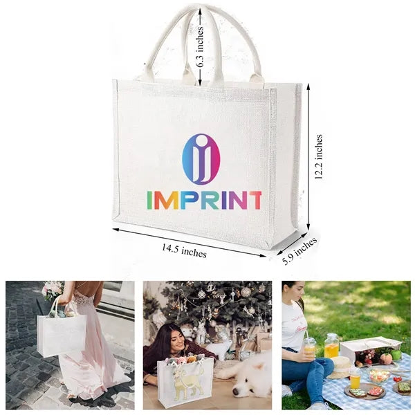 15.4 x 5.9 x 12.2 Inch Jute Tote Gift Bag