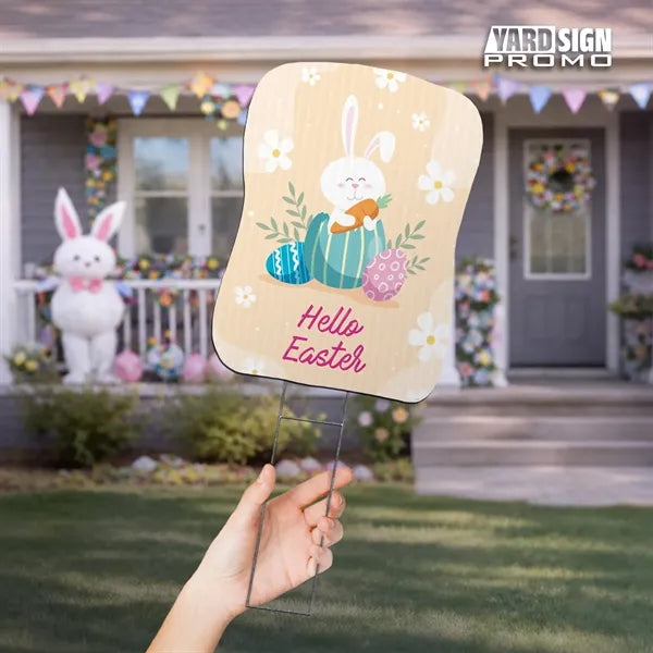 7x13 Hourglass Custom Hand Fans Hello Easter